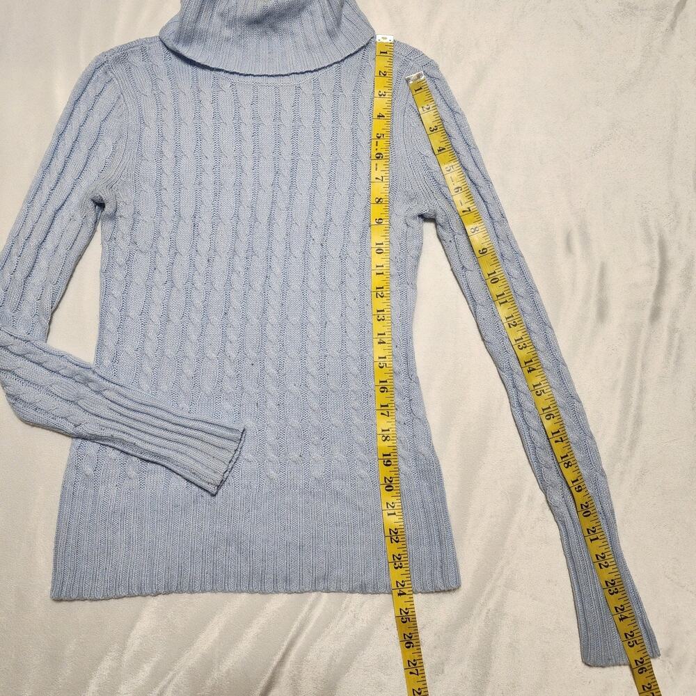 New York & Company Light Blue Cable Knit Turtle Neck Sweater, Size XS - Picture 5 of 6